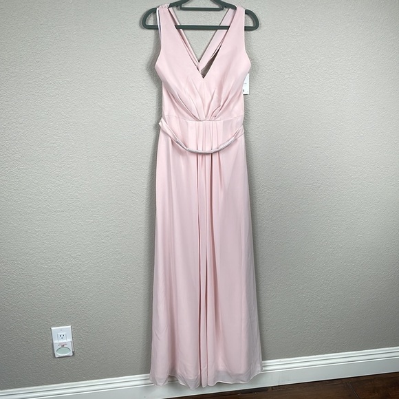 NWT Jenny Packham Chiffon Maxi Dress Gown Bridesmaid Twist Back JP1002 Blush 8 - Picture 3 of 13